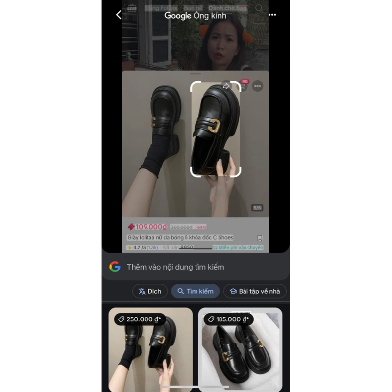 Dùng Google Lens để tìm thông tin về đôi giày